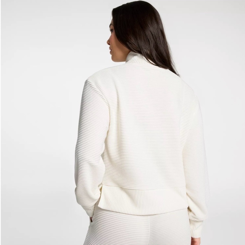 CALIA Women's White Elevated Ribbed Sweater